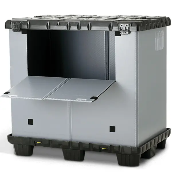 Foldable Plastic Pallet Sleeve Box with Lock Buckle Straps Durable Reusable Shipping Container